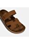 Women's Brown Velcro Wedge Heeled Nubuck Leather Slippers - 7