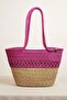 Double Color Patterned Jute Straw Look Beach Bag - Stylish Summer Shoulder Bag - Bohemian