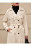 Women's Long Trench Coat Buttoned Lined Belted Waterproof Oversize Cut - 3