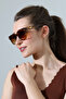 Women's Gold Detail Leopard Pattern Frame Brown Glass Sunglasses - 7