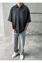 Never Lock Embroidered Washable Anthracite Polo Neck T-Shirt - 3