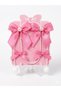 Pink Girls' Hair Clips with Pearl Chain and Ribbon Set, 4 Pieces, Pompom Bow Clips, Gift - 2