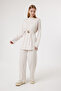 6478 - Stylish Comfortable Soft Lina Interlock Modal Fabric Shoulder Button and Waist Belt Detailed Loose Women's Set - 2
