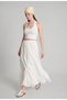 Women's White Voile Fabric Wrinkled Skirt with Elastic Waist and Long Lining - 2