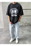 Raw Print Washed Anthracite Oversize T-Shirt