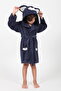Embroidered Bamboo Cotton Children's Bathrobe with Ears and Hood - 3