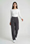 Anthracite High Waist Pocketed Buttoned Lycra Women's Palazzo Trousers - 6