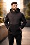 Men's Comfortable Fit Softshell Winter Hooded Coat Windproof Water Repellent with Fleece Inside Black Smoked - 2