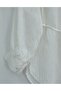 Buttoned Shirt with Belted Waistband and Sequin Detail -White - 5