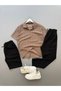 Raporlu Ottoman Fabric Black Shorts + Brown T-Shirt + Black Jogger 3-Piece Set
