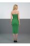 Women's Green Staplez Chest-Cut Low-Cut Side Slit Bodycon Knitwear Dress - 4