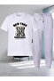 Printed Bottom-Top Tracksuit Set Oversize Crew Neck