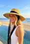 قبعة نسائية من القش مع أربطة - حافة عريضة، قبعة شمسية قابلة للطي - 3