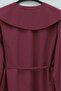 Wide Collar, Stoned Sleeves, Elasticized Buttons, Lace-Up Shirt - Burgundy - 6