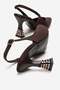 Women's Bow Tie Stone Heeled Sandals Brown Zra - 4