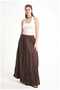 Women's Brown Voile Fabric Wrinkled Skirt with Elastic Waist and Long Lining - 2