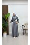 Vera Satin Brooch Detailed Hijab Evening Dress - 5