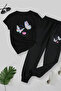 Printed Bottom-Top Tracksuit Set Oversize Crew Neck