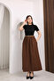 Women's Crew Neck Short Sleeve Belted Two-Piece Maxi Combination Dress - 5