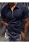 Luuk Men's Slim Fit Zippered Polo Collar Ribbed T-Shirt - 3