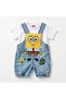 Spongebob Patterned Unisex Baby Jeans Salopet & Bodysuit - 4