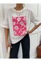 Oversize Crew Neck Floral Patterned T-Shirt