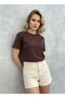 26047 100% Cotton Women's Crew Neck Stone Embroidered Oversize Combed Cotton Blouse - 3