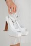 Women's White Faux Leather High Platform Heeled Open Back Comfortable and Stylish Evening Dress Shoes - 5