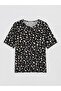 Original Oval Collar Patterned Women's T-Shirt - 5
