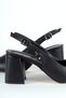 Women's Black Matte Leather Slingback Pointed Toe Thick Heeled Stylish Shoes 88 - 3