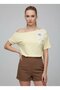 26036 Women's Boat Neck Stone Embellished Appliqué Combed Cotton Blouse