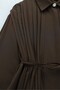 Hidden Button Design Shirt with Pleated Detail on Front and Back - Brown - 5