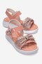 Children's Beaded Stone Velcro Sandals Pudra