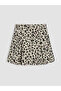 Nevavm Girl's Leopard Patterned Gabardine Shorts Skirt with Difference in Color - 3
