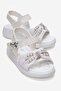Children's Beaded Stone Velcro Sandals White