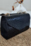 Women's Crocodile Patterned Faux Leather Hand and Shoulder Bag with Ring Detail Mlu7010 - 4