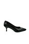 Women's Black Crocodile Patterned Pointed Toe Thin Heel Stiletto Shoes - 2