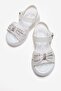 Children's Beaded Stone Velcro Sandals White - 5