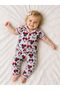 100% Cotton Short Sleeve Buttoned Summer Girl's Bowknot Love Patterned Baby Pajama Set - 3