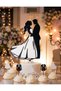Wedding Cake Decor-Set with Bride and Groom Figures Cake Toothpick-Black and White Bachelorette Wedding Cake Decoration - 5