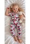 100% Cotton Short Sleeve Buttoned Summer Girl's Bowknot Love Patterned Baby Pajama Set