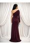 Evening Dress,Evening Gown Women's Dress, Graduation Dress, Wedding Engagement Dresses, Burgundy, One Shoulder, Rhinestone - 5