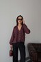 Women's Plum Ruffle Detailed V-Neck Blouse Mlb196 - 2