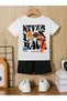 Never Look Back Printed Children's T-Shirt Shorts Top and Bottom Combination Set