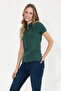 Women's Green Basic Polo Collar T-Shirt 50256287-Vr054 - 4