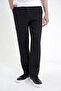 Oversize Fit Side Pocket Elastic Waist Black Linen Trousers P 1216