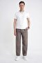 Oversize Fit Side Pocket Elastic Waist Khaki Linen Trousers P 1216 - 2