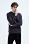 Men's Crew Neck Embroidered Sweatshirt Anthracite - 26K 6138