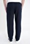 Oversize Fit Side Pocket Elastic Waist Navy Blue Linen Trousers P 1216 - 7