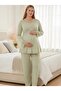 Women's Lace Long Sleeve 3-Piece Maternity Pajama Set with Dressing Gown - 2